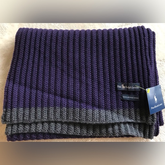 Polo by Ralph Lauren Scarf in Deep Purple and Charcoal